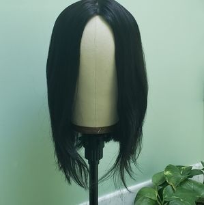 Uniwigs Topper Wig Aura Black 14" Left Part Remy Human Hair 7.5x7.5